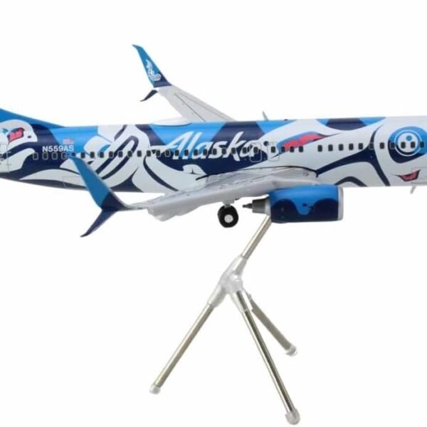 Boeing 737-800 Commercial Aircraft with Flaps Down Alaska Airlines (N559AS) Salmon People Livery Gemini 200" Series 1/200 Diecast Model Airplane by GeminiJets