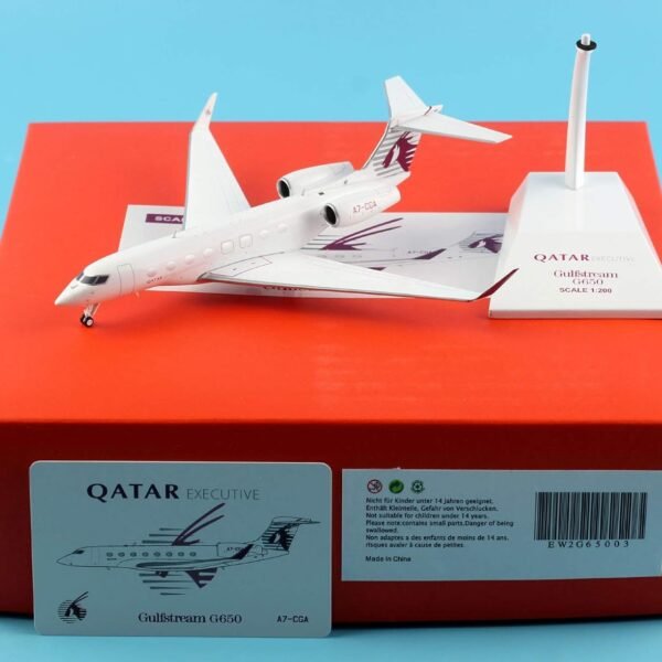 For JC WINGS for QATAR AIRLINES Gulfstream G650 Business aircraft A7-CGA 1/200 diecast plane model aircraft