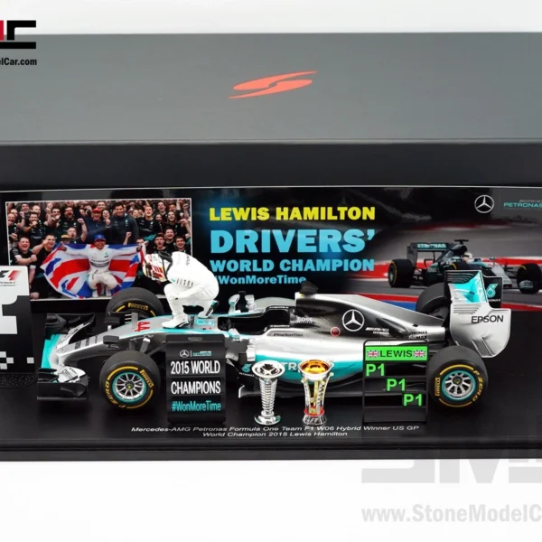 Mercedes F1 W06 #44 Lewis Hamilton USA GP 2015 World Champion 1:43 Spark Figure