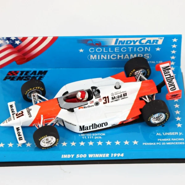 1994 Minichamps Indy 500 Winner 1/43 Penske Mercedes BEAST Al Unser Jr w/ Marl